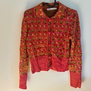 Zara cactus jacquard knit cardigan